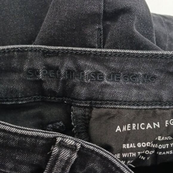 American Eagle Jeans Womens Size 4 Black Distressed High Rise Jegging Stretch - Picture 6 of 7